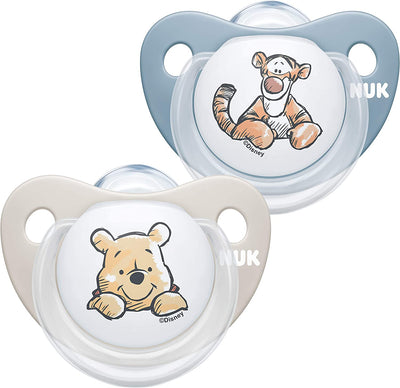 Ciuccio Happy Days | 0-6 Mesi | Succhietti in Silicone Senza Bpa | Disney Winnie the Pooh | Blu (Bambino) | 2 Pezzi - 56 G