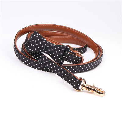 Polka Dot Dog Triangle Scarf Collar Leash Pet Pu Dog Leash