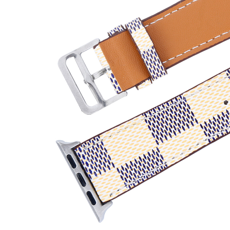 Compatible with Apple, Watch Strap Iwtch Strap Checkered Iwatch Leather Watchband