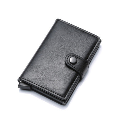 RFID Anti-Theft Men Vintage Wallet Aluminum Metal Purse Leather Cover