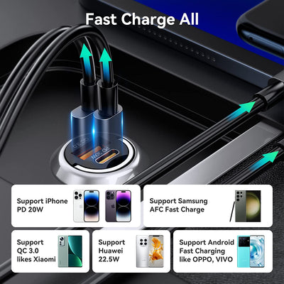 Caricatore Auto  Caricabatterie Auto USB C [PD30W+QC 3.0] Ricarica Rapida Presa Usb Auto Mini Caricatore Usb Auto in Metallo Accendisigari per Iphone 14 13 12 Pro Max Samsung Huawei