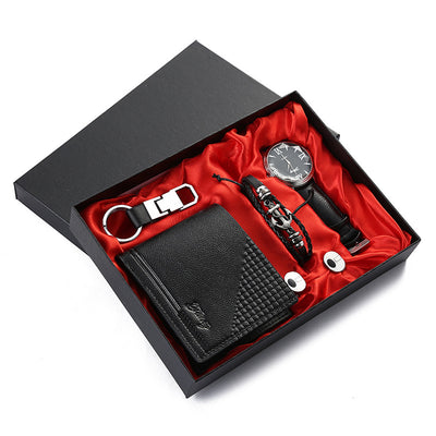 Exquisite Men'S Gift Set Wallet Bracelet Watch Five-Piece Gift Set Birthday Surprise Gift