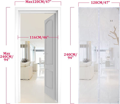 Zanzariera Con Magneti per Porte, 120 X 240CM - Rete Fine, Tenda Totalmente Magnetica, Si Chiude Da Sola - Non Accorciabile (Bianca)