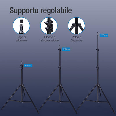 Softbox - Set Dotografico per Studio Fotografico, 50 X 70 Cm, Professionale, Con 135 W, 5500 K, Lampada Diurna E27 E Borsa per Il Trasporto per Ritratti Da Studio, Foto Di Moda