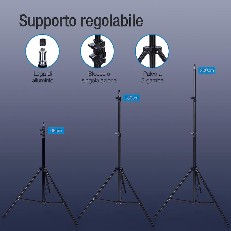 Softbox - Set Dotografico per Studio Fotografico, 50 X 70 Cm, Professionale, Con 135 W, 5500 K, Lampada Diurna E27 E Borsa per Il Trasporto per Ritratti Da Studio, Foto Di Moda