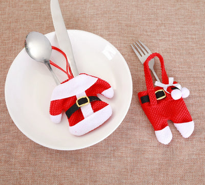 6 Pcs New Year Holder Chirstmas Cutlery Knife Fork Cutlery Set Trousers Skirt 2021 Navidad Christmas Christmas Decorations for Home