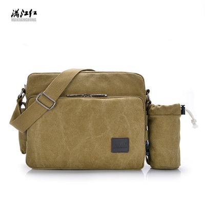 Manjianghong New Canvas Bag Bag Bag Retro Trend of Men'S Business Metrosexual Inclined Shoulder Bag Foreign Trade Package