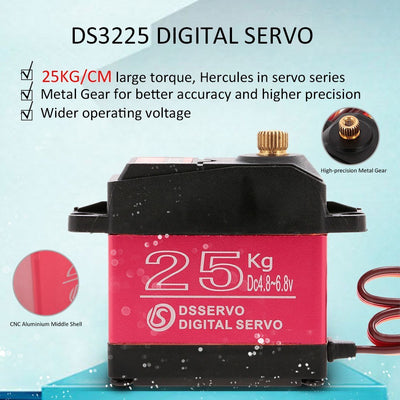 DS3225 25kg Metal Gear High Torque Waterproof Digital Servo