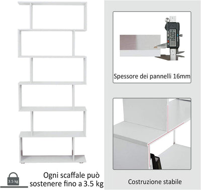 Libreria Di Design Mobili Ufficio Scaffale in Legno 80X24X191Cm Bianco