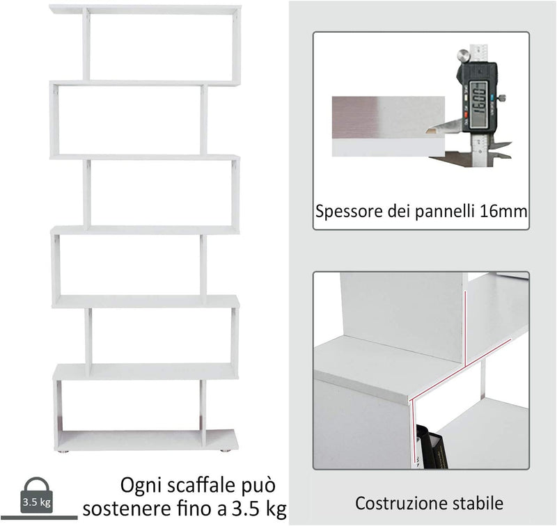 Libreria Di Design Mobili Ufficio Scaffale in Legno 80X24X191Cm Bianco