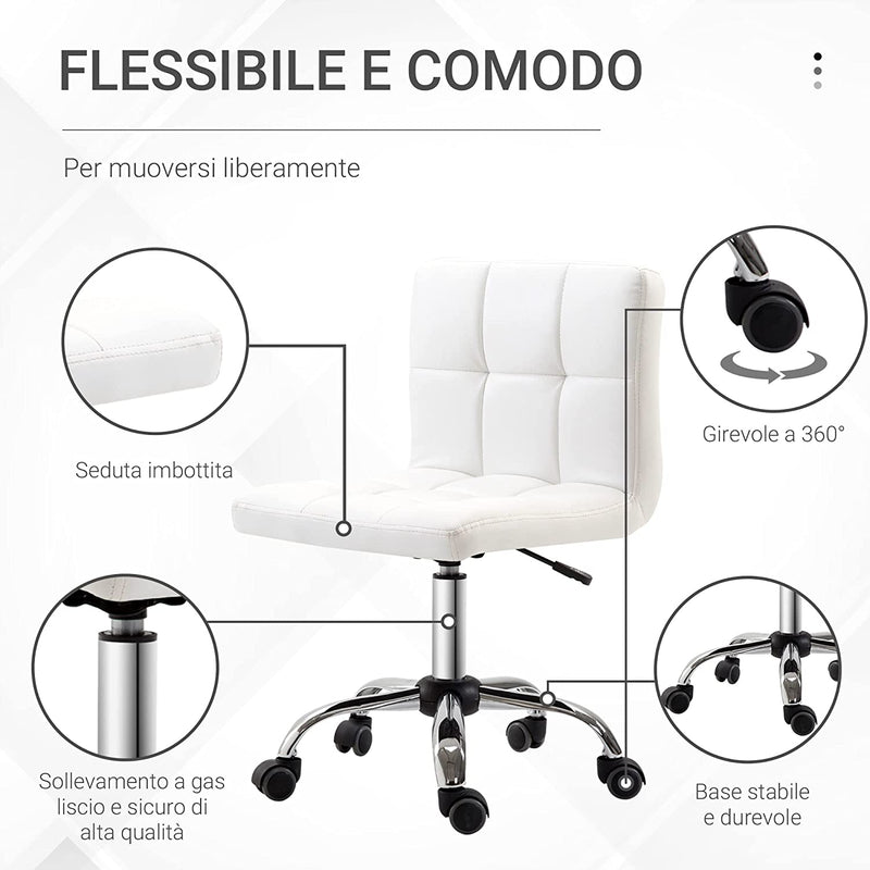 Sedia Da Ufficio Ergonomica Girevole Altezza Regolabile in Pelle Sintetica 46 × 51 × 80-92Cm