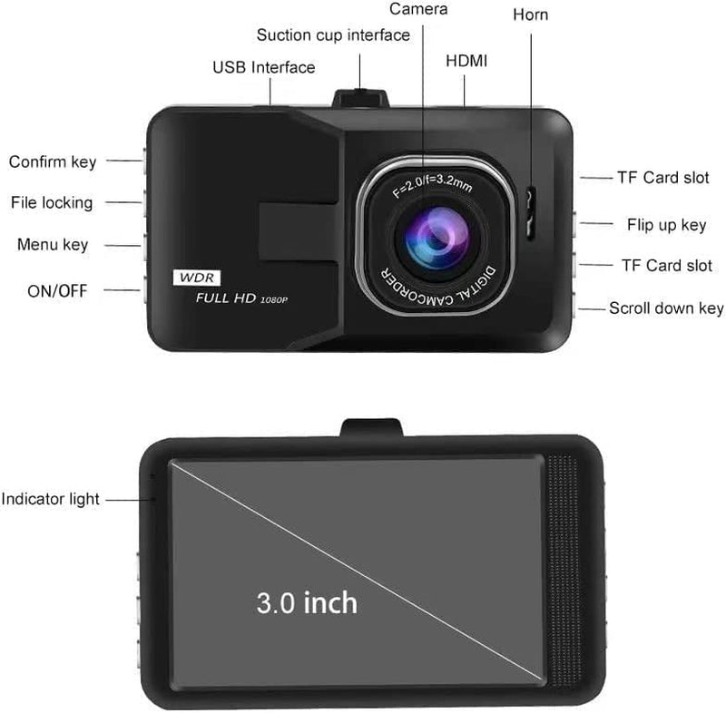 【2022 Nuova Versione】 Telecamera per Auto 1080P Dashcam Auto Schermo Da 3 Pollici Angolo Di Ripresa Da 170°, Con Registrazione in Continuo, Monitor Di Parcheggio