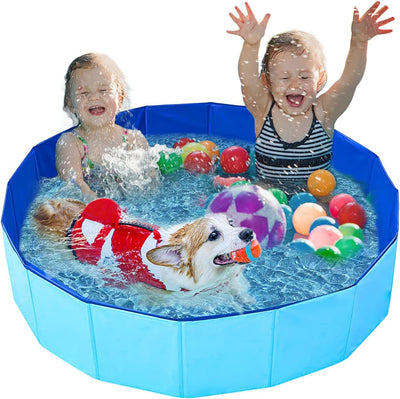 Piscina per Cani, 120 X 30 Cm Piscina Pieghevole per Cani Di Piccola E Grande Taglia, Vasca Da Bagno Portatile Animali Domestici Antiscivolo Sicura Piscina Rigida per Gatti & Bambini (Blu)