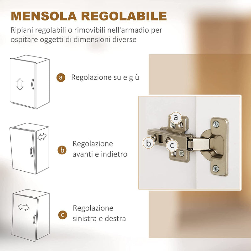 Mobile Dispensa Alto in Truciolato Con 6 Armadietti E 2 Ripiani Aperti, per Cucina, Sala Da Pranzo E Soggiorno 100X40X180 Cm, Bianco