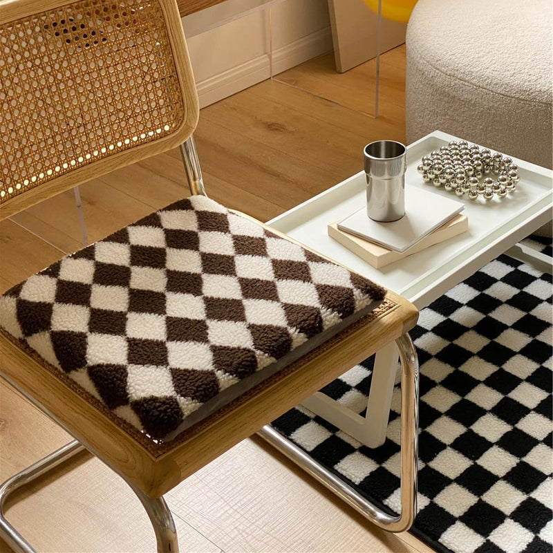 Jacquard Lamb Velvet Diamond Checkerboard Cushion