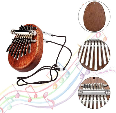 Mini Kalimba a 8 Tasti, Kalimba, Pianoforte Kalimba a 8 Tasti, Mini Pianoforte per Pollice, in Legno Massiccio, Strumenti Musicali Portatili, Con Cordino, per Bambini, Adulti E Principianti