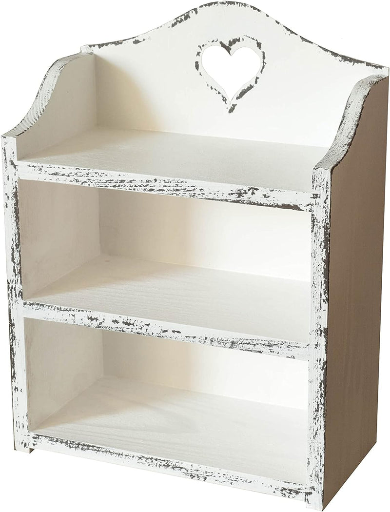 Mini Cassettiera in Legno Con Due Cassetti E Cuore – Bianco Shabby Chic Organizzatore in Legno Organizzatore Da Scrivania – Portagioie