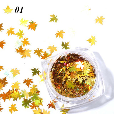 Gradient Maple Leaf Nail Sequins