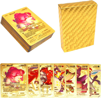 53 Carte Poke Italiane,Poke Carte Usare Come Regalo Di Compleanno per Bambini,Carte Poke Oro Trading Cards Don'T Repeat,Carte Poké per Oggetti Da Collezione E Giochi (Versione Italiane)