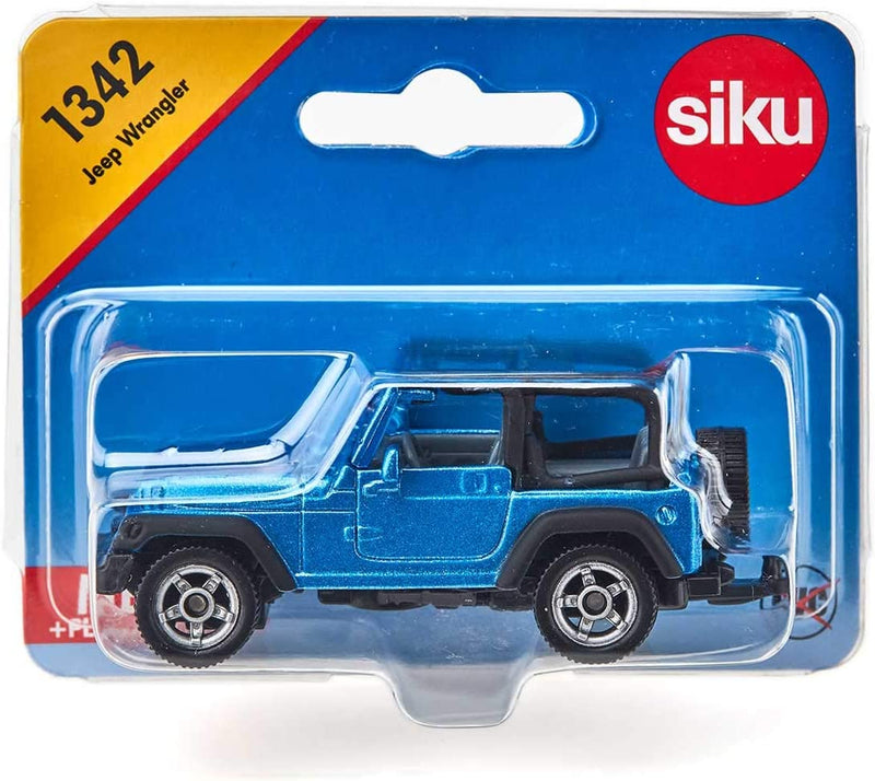 1342, Jeeep Wrangler, Metallo E Plastica, Blu, Auto Giocattolo per Bambini, Gancio Di Traino