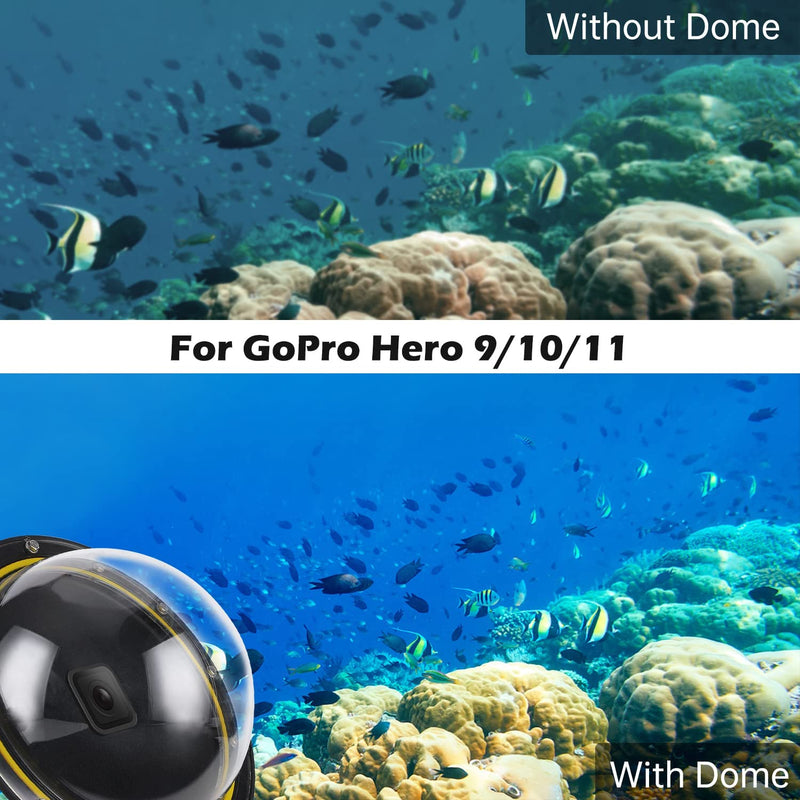 Subacquea Custodia per Gopro Dome Port: per Gopro Hero 11 10 9 Black Impermeabile Protettiva Cupola Diving Fotografia per Go Pro Action Cam Fotocamera
