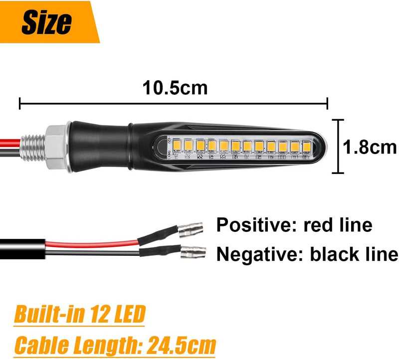 Indicatori Di Direzione Moto, 4PCS Universali Frecce LED Moto, 12V Indicatori per Moto Impermeabile