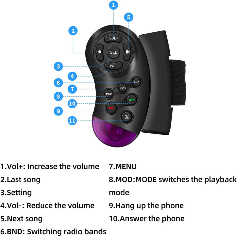 Autoradio Bluetooth, 7 Luci a Colori 60W X 4 Stereo Auto 1 Din Car Radio Con E Telecomando, Supporta MP3/ Usb/Sd/Tf/Aux/File