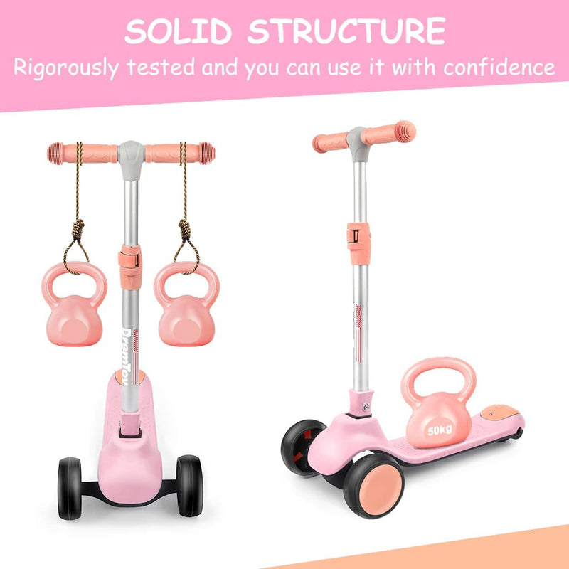 Monopattino per Bambini 2-12 Anni, 4 Regolabili in Altezza, 3 Eleganti Ruote LED, Monopattino Pieghevole, Carico Massimo 50 Kg, Regalo per Bambini