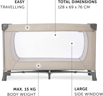 Lettino Da Viaggio Dream N Play - Culla Neonato Fino a 15Kg - Letto Pieghevole 60X120Cm - Box Bambini Leggero Con Borsa Inclusa - Beige