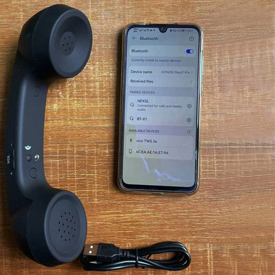 Auricolare E Microfono Wireless a Forma Di Cornetta Del Telefono Retr&Ograve, Con Cavo, per Comode Telefonate Da Cellulare