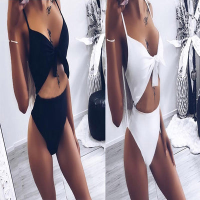 European and American Sexy Hot Style Solid Color One-Piece Bikini