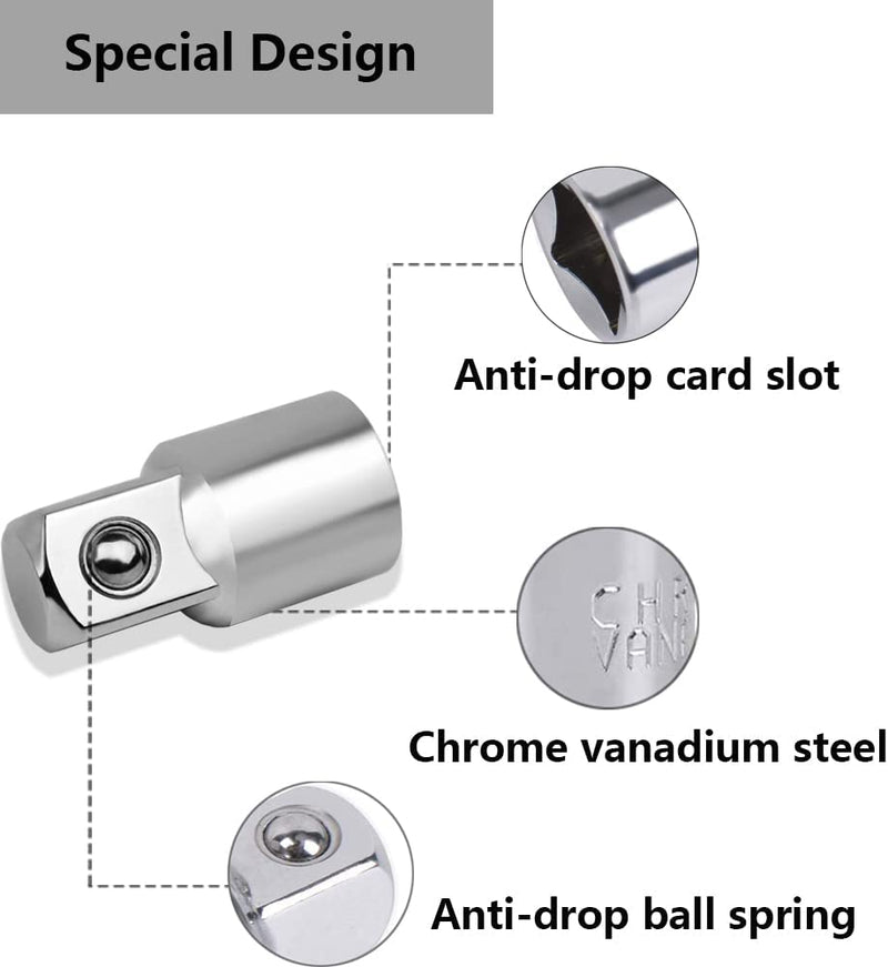 4 Pezzi Set Di Adattatori Adattatore per Bussola Da Adattatori Portainserti Chiave Set Acciaio Al Cromo per Chiavi Di Riparazione per Automobili 1/2" a 3/8", 3/8" a 1/2",1/4" a 3/8",3/8" a 1/4"