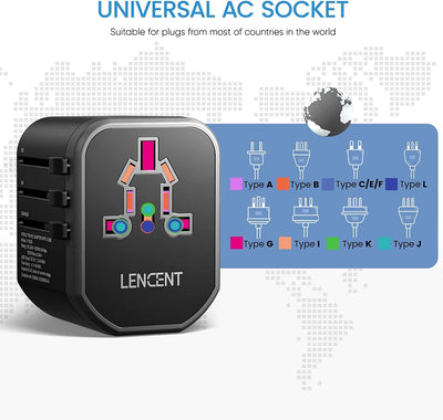 Adattatore Universale Da Viaggio,  All in One Caricatore Adattatore Di Alimentazione Internazionali Con 2 Porta USB per Inglese/Americana/Europa/Australia Oltre 200 I Paesi Nel Mondo