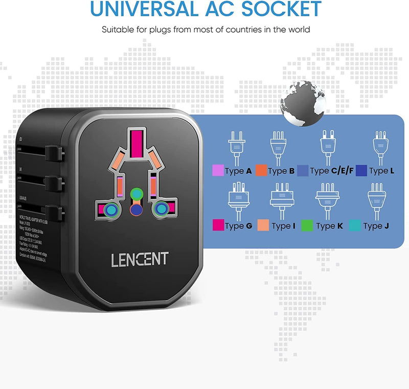 Adattatore Universale Da Viaggio,  All in One Caricatore Adattatore Di Alimentazione Internazionali Con 2 Porta USB per Inglese/Americana/Europa/Australia Oltre 200 I Paesi Nel Mondo