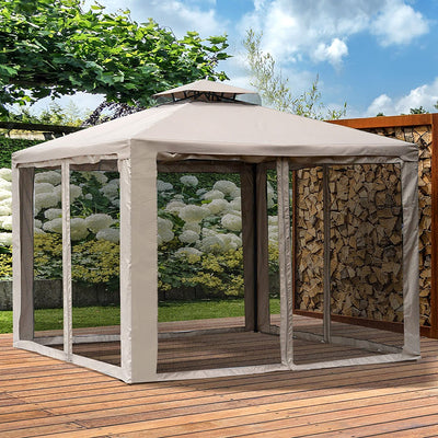 Tenda Gazebo Da Giardino Con Zanzariera, Struttura in Metallo Copertura in Poliestere, 294X294Cm, Talpa