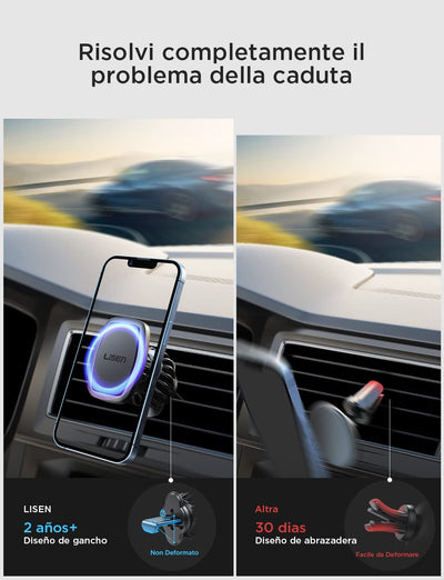 LISEN Porta Cellulare Da Auto 6 Calamita per Cellulare Auto Magnete per Supporto Cellulare Auto Porta Telefono Auto Magnetico Universale Telefono Con Piastra in Metallo Compatibile Con Tutti Gli Phone