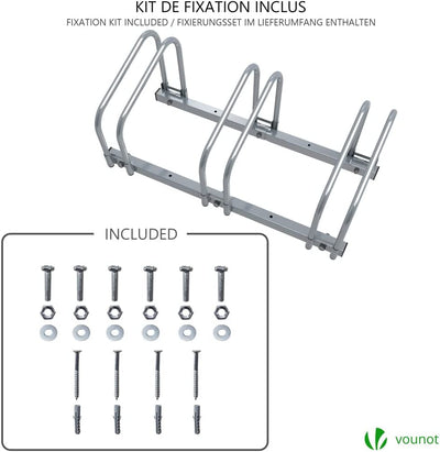 Rastrelliera per Biciclette, Rastrelliera Portabici, Installazione a Pavimento E Parete, 3 Posti, Argento