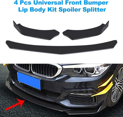 4 Pezzi Kit Corpo Labbro Paraurti Anteriore Auto Spoiler Splitter ABS Bumper Canard Lip Splitter Universale