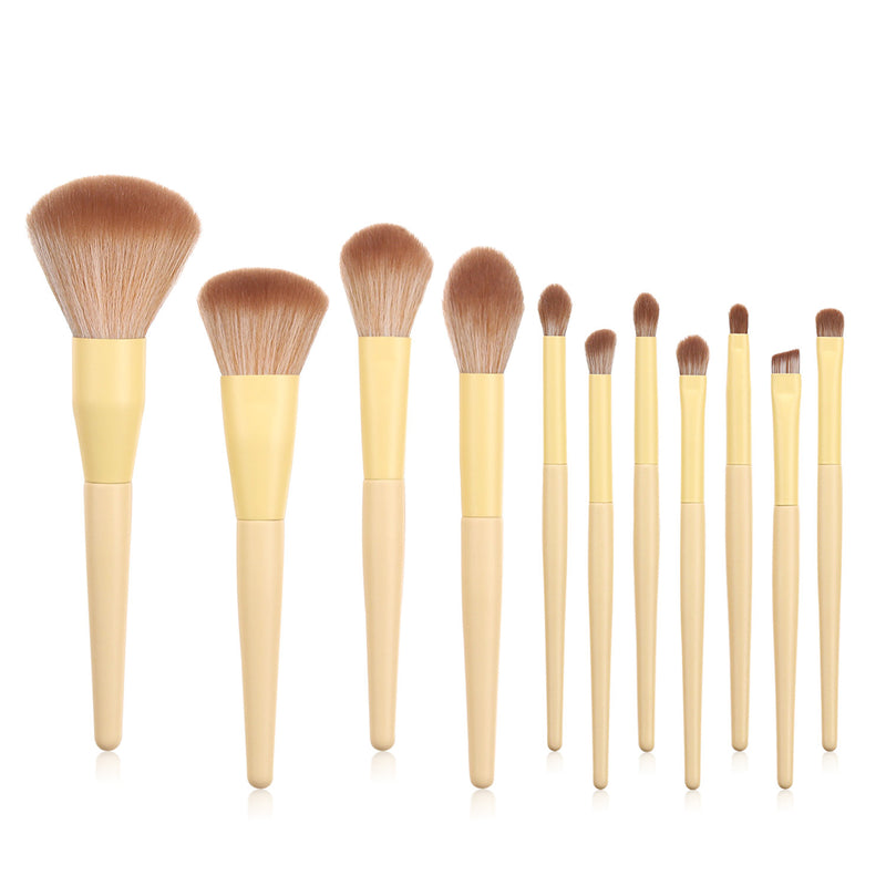 11 Makeup Brushes Yellow Set