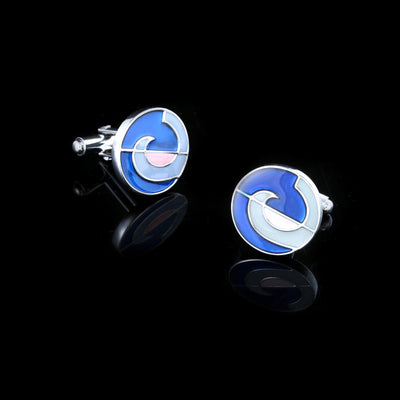 Blue Enamel French Cufflinks Men'S Shirt Cuff Buttons