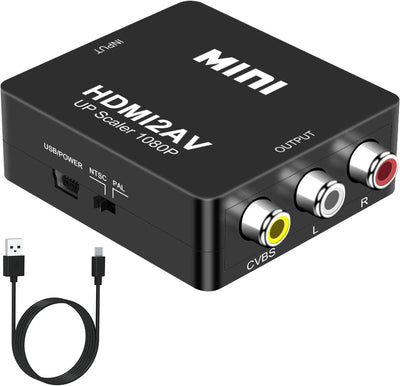 Convertitore Da HDMI a AV, Adattatore Da HDMI a RCA, 1080P HDMI to 3 RCA CVBS Video Audio Con Cavo Usb,Composito per TV PC Laptop PS3 Blue-Ray DVD XBOX SKY HD VHS