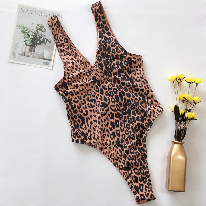 New Leopard Print Colorblock Bikini