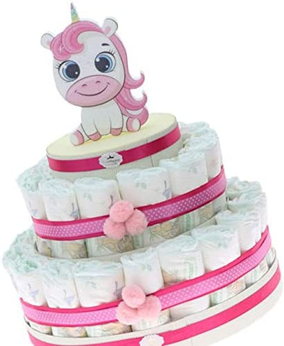 Torta Pannolini Neonata Unicorno Glitter Idea Regalo Nascita, Idea Regalo Nascita Economica E Originale