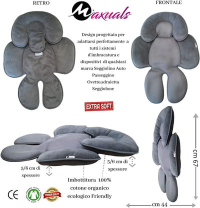 Riduttore Passeggino Universale Ovetto Neonato Cuscino Seggiolino Auto Culla Seggiolone Traspirante Leggero Supporto Protezione Testa Bimbo 0-12 Mesi 2°Generazione Estate Inverno Anallergico