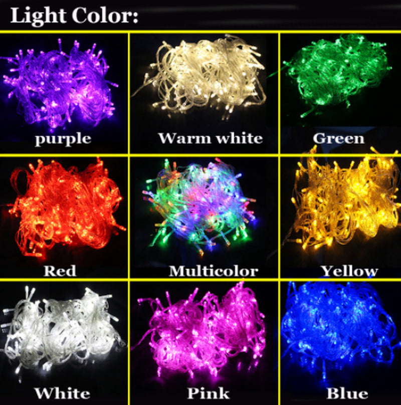 LED Fairy String Lights Multicolor Garland Beads Outdoor Waterproof Holiday Party Christmas Tree Decor