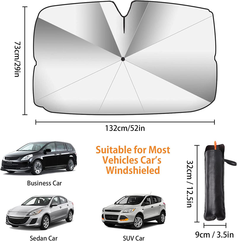 Ombrello per Parabrezza Anteriore per Auto, Rotazione a 360 ° Sggiornata Copertura Parasole, Protezione UV E Isolamento Termico Pieghevole Visiera, M