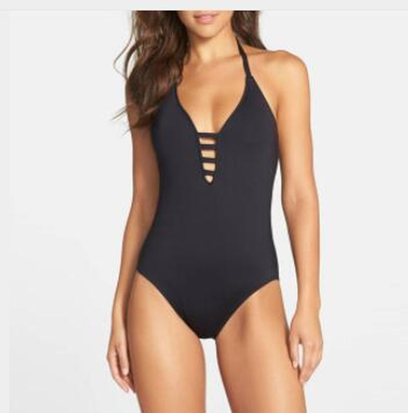 2021 One Piece Swimsuit Women Swimwear Bandage Vintage Beach Wear Solid Bathing Suit Monokini Retro Swimsuit plus Size Swim Suit