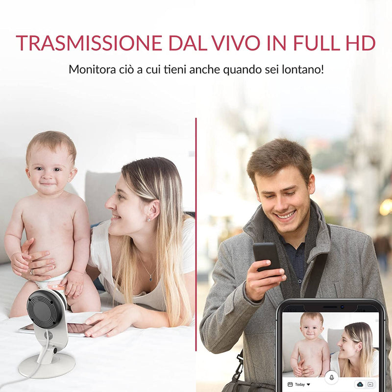 Home Camera 1080P Kit Da 2 ,IP Camera Wifi,Telecamera Interno Di Sorveglianza Con Rilevamento Di Movimento,Notifiche Push,Audio Bidirezionale,Visione Notturna,Smart Videocamera per Telefono,Laptop