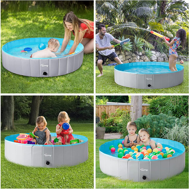 Piscina per Cani, 80Cm / 120Cm/ 160Cm Piscina Pieghevole per Cani Grandi E Piccoli, Piscina Rigida per Bambini, 100% Sicuro & Non Tossico