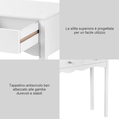 Tavolo Consolle in Legno, Tavolo Da Ingresso Con 3 Cassetti, Mobile Multifunzionale, Alto E Stretto per Salotto E Corridoio, 100 X 32 X 75 Cm, Bianco